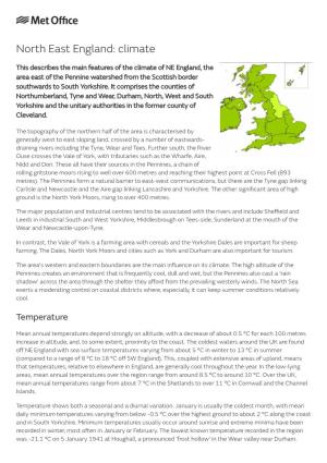 North East England: Climate