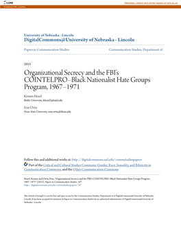 Organizational Secrecy and the FBI's COINTELPRO–Black Nationalist