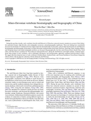 Siluro-Devonian Vertebrate Biostratigraphy and Biogeography of China