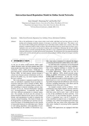 Interaction-Based Reputation Model in Online Social Networks