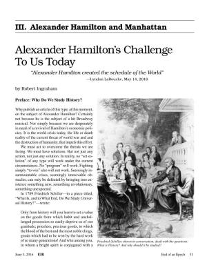 Alexander Hamilton's Challenge to Us Today