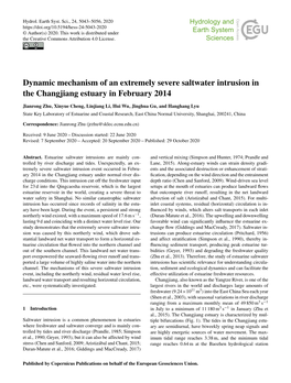 Dynamic Mechanism of an Extremely Severe Saltwater Intrusion in the Changjiang Estuary in February 2014