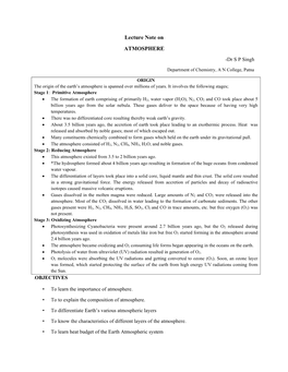 Lecture Note on ATMOSPHERE