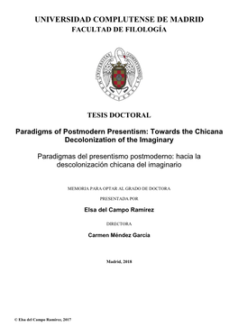Paradigms of Postmodern Presentism: Towards the Chicana Decolonization of the Imaginary