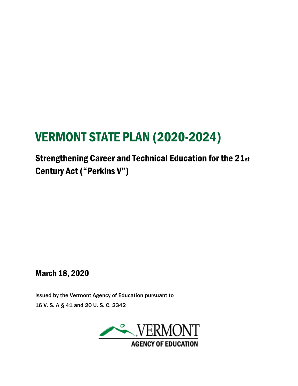 Vermont State Plan (2020-2024)