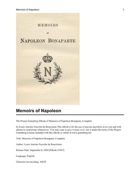 Memoirs of Napoleon 1