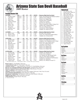 2009 ASU Baseball Roster.Indd