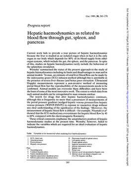 Hepatic Haemodynamics As Related to Blood Flow Through Gut, Spleen, and Pancreas
