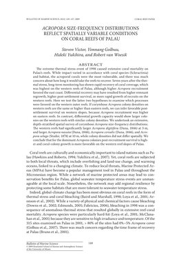 Acropora Size-Frequency Distributions Reflect Spatially Variable Conditions on Coral Reefs of Palau