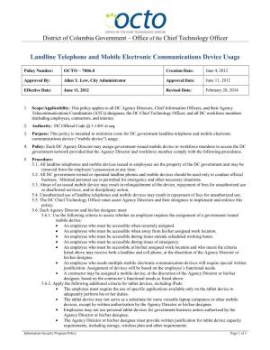 Landline Telephone and Mobile Electronic Communications Device Usage