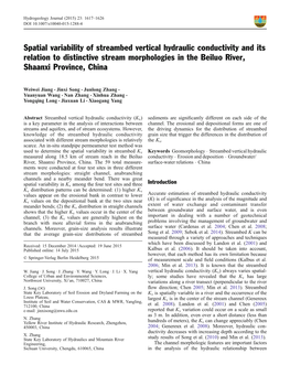 Spatial Variability of Streambed Vertical Hydraulic Conductivity and Its Relation to Distinctive Stream Morphologies in the Beiluo River, Shaanxi Province, China