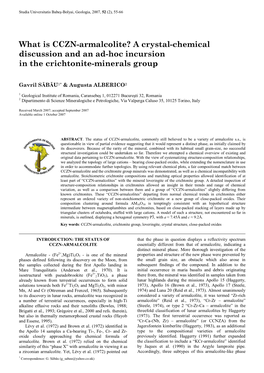 What Is CCZN-Armalcolite? a Crystal-Chemical Discussion and an Ad-Hoc Incursion in the Crichtonite-Minerals Group