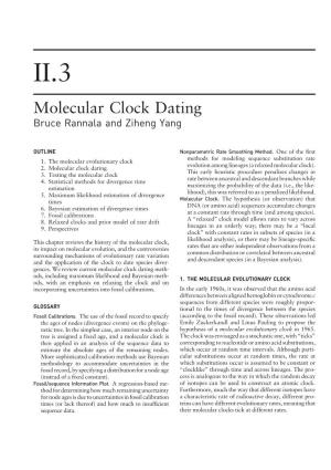 Molecular Clock Dating Bruce Rannala and Ziheng Yang