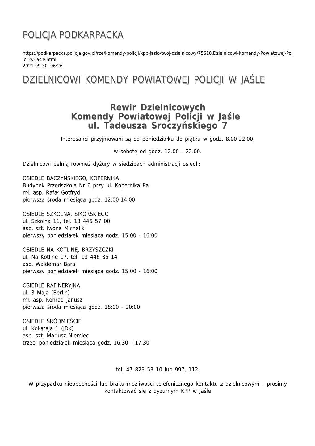 Dzielnicowi Komendy Powiatowej Policji W Jaśle