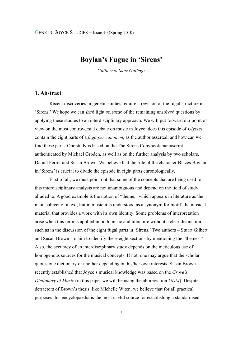 Boylan's Fugue in 'Sirens'