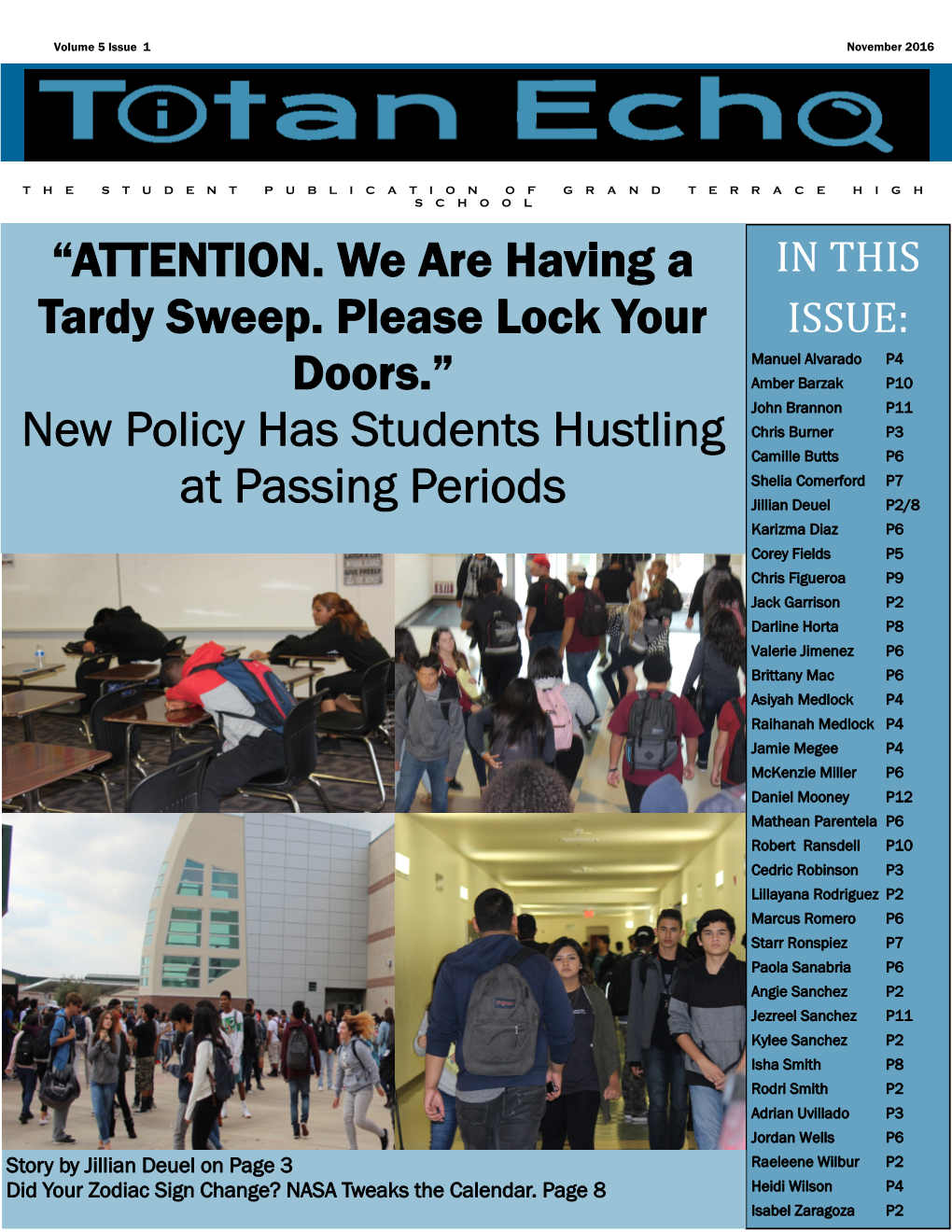 Τηε Τιταν Σϲηο the Student Publication of Grand Terrace High School “Attention