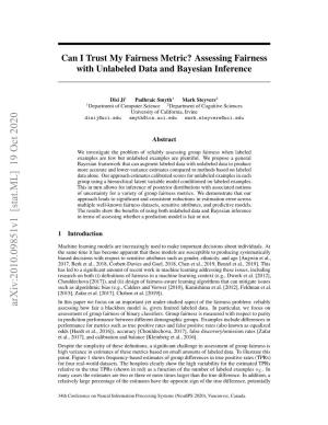 Assessing Fairness with Unlabeled Data and Bayesian Inference