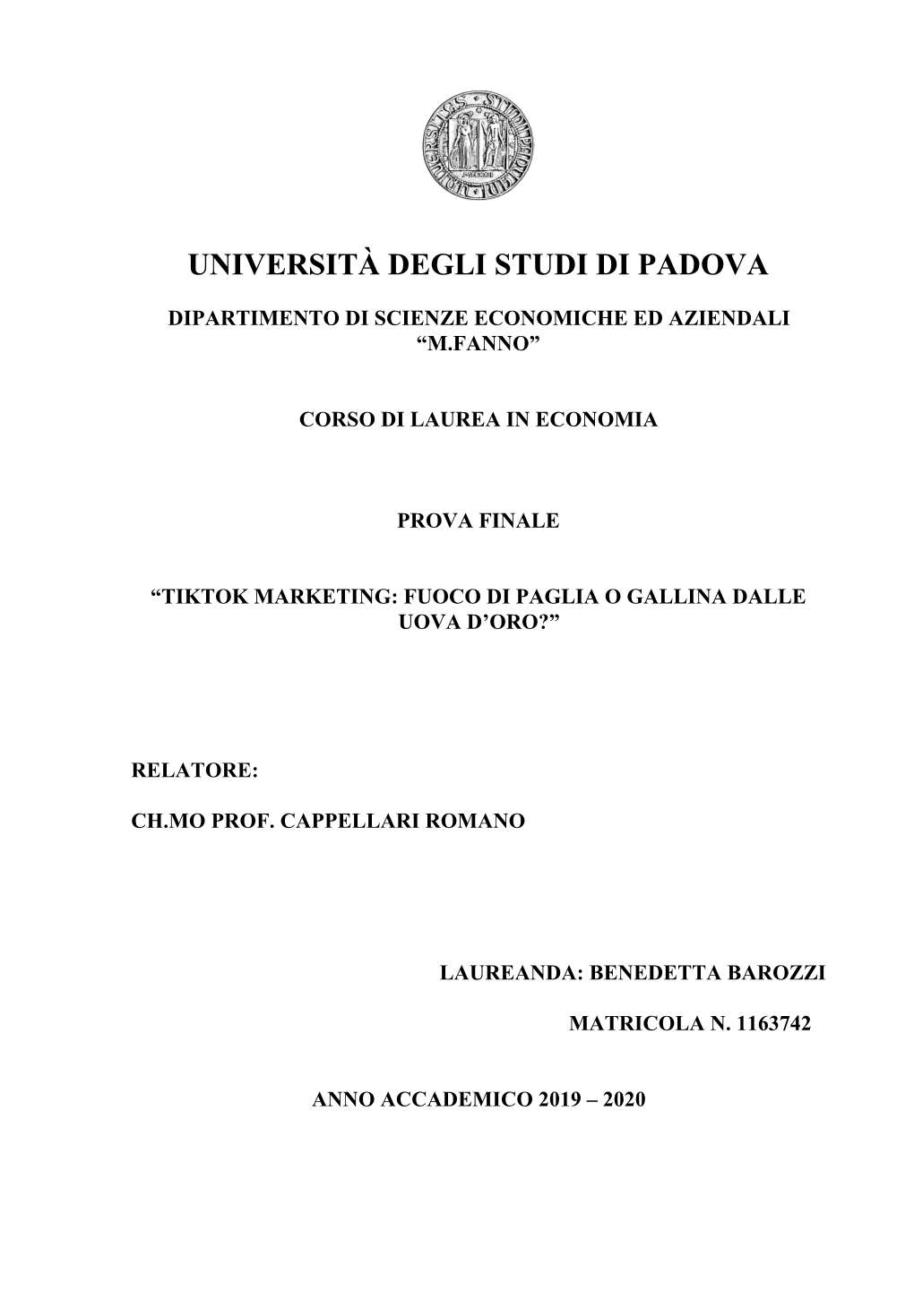 Università Degli Studi Di Padova