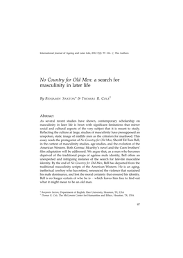 No Country for Old Men: a Search for Masculinity in Later Life