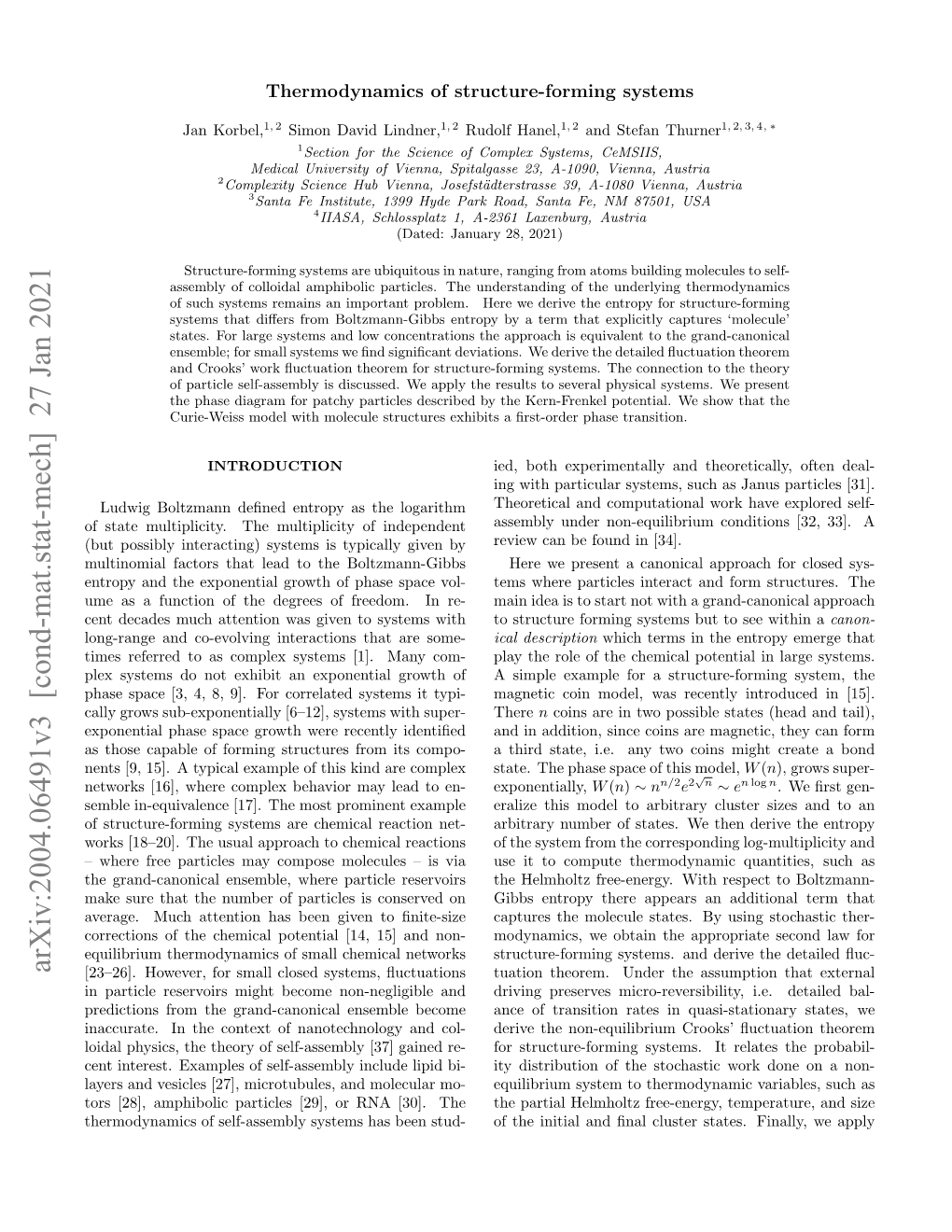 Thermodynamics of Structure-Forming Systems