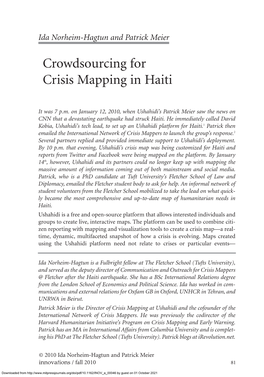 Crowdsourcing for Crisis Mapping in Haiti