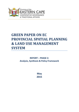 Green Paper on EC Provincial Spatial Planning & Land Use Management