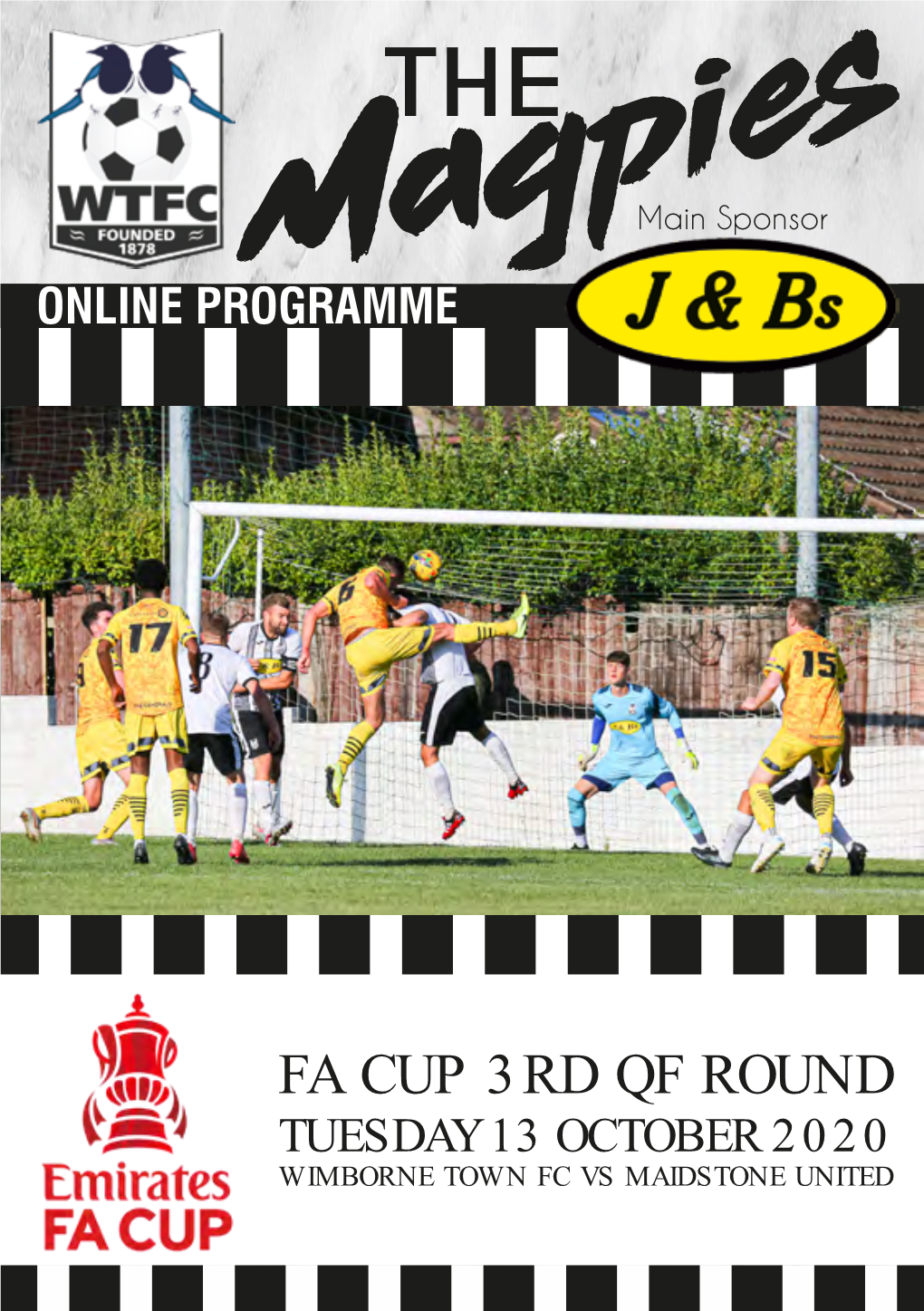 FA CUP 3RD QF ROUND TUESDAY 13 OCTOBER 2020 WIMBORNE TOWN FC VS MAIDSTONE UNITED from the Directors Box