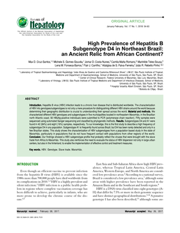 High Prevalence of Hepatitis B Subgenotype D4 in Northeast Brazil: an Ancient Relic from African Continent?