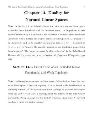 Chapter 14. Duality for Normed Linear Spaces