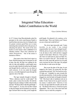 Integrated Value Education - India's Contribution to the World