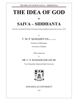 The Idea of God in Saiva - Siddhanta