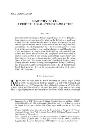 Demystifying Cls: a Critical Legal Studies Family Tree