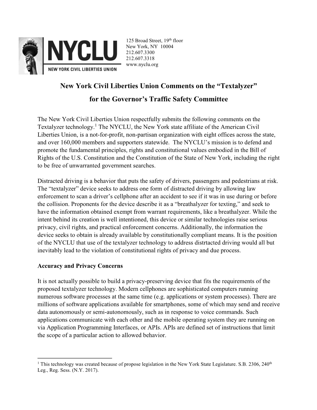 “Textalyzer” for the Governor's Traffic Safety Committee