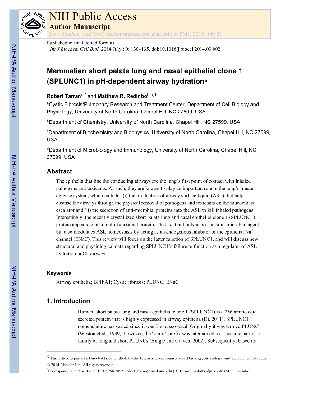 NIH Public Access Author Manuscript Int J Biochem Cell Biol