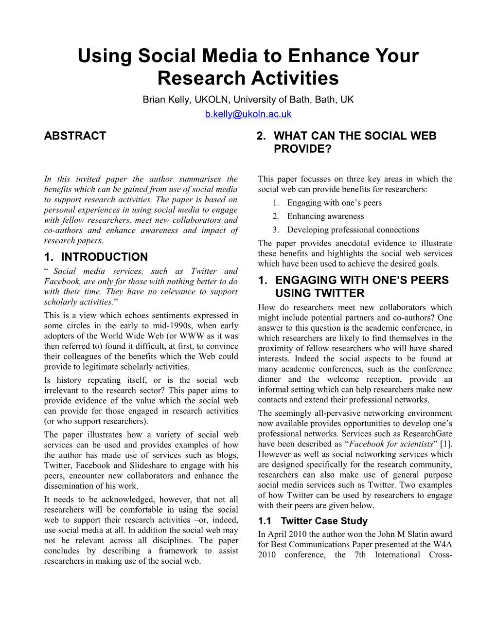 Using Social Media to Enhance Your Research Activities