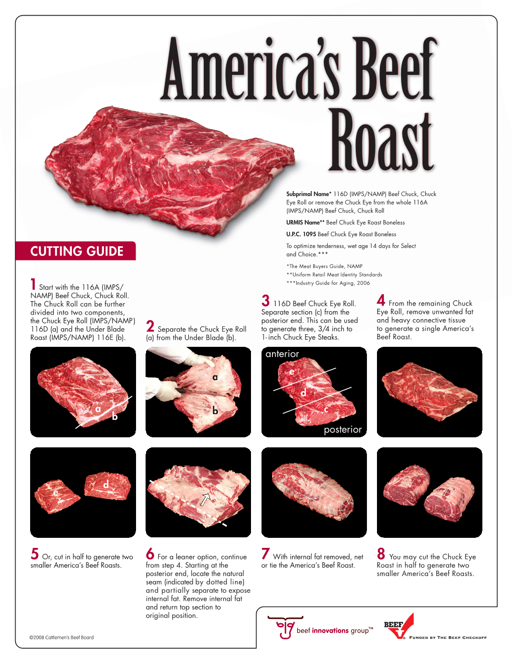 116D CHUCK EYE ROLL 116A Chuck Roll CHUCK EYE STEAKS CUT DESCRIPTION COOKING USES