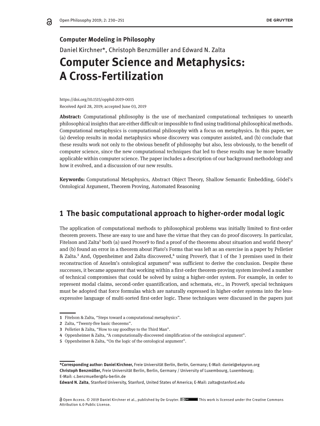 Computer Science and Metaphysics: a Cross-Fertilization
