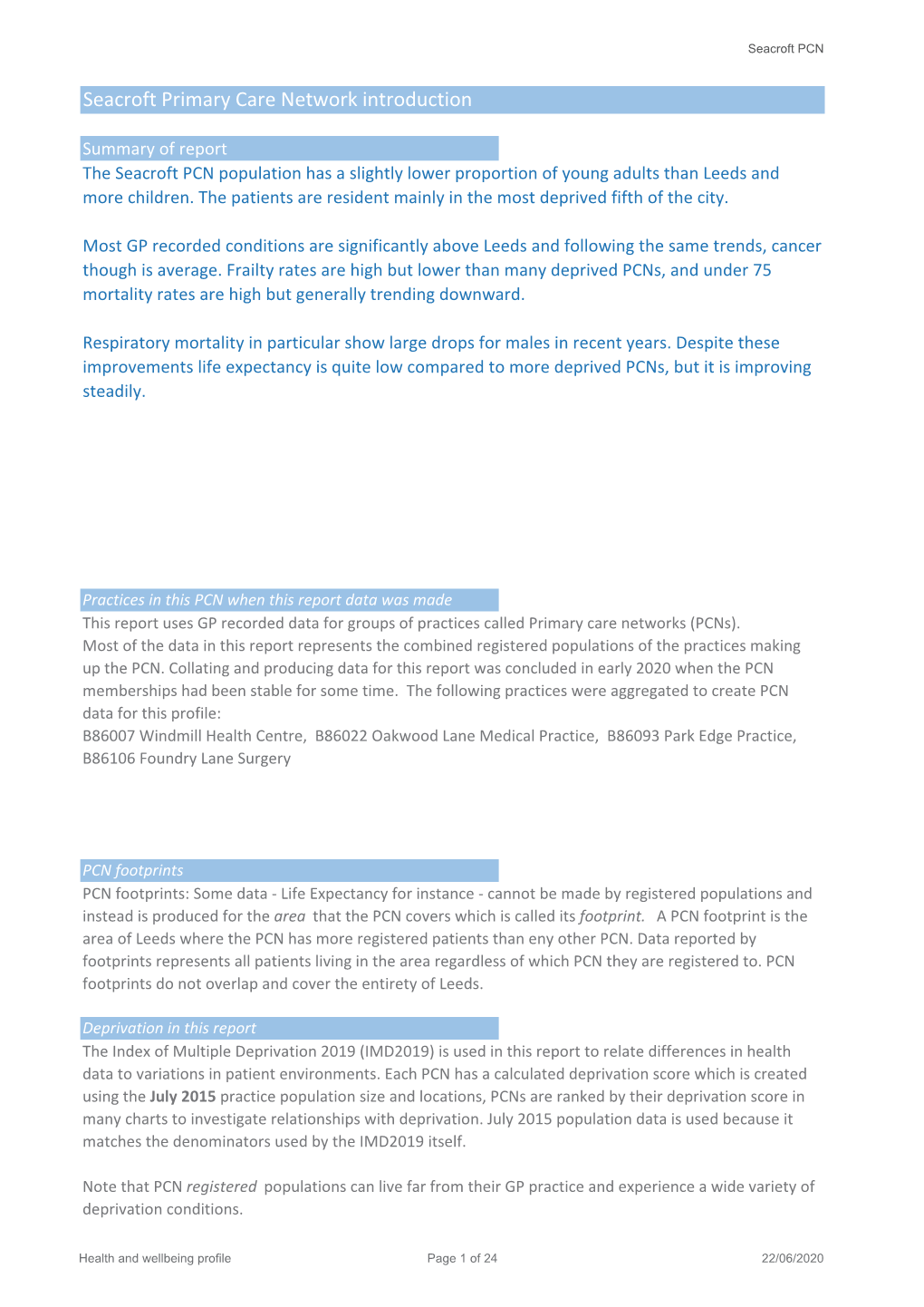 Seacroft Primary Care Network Introduction