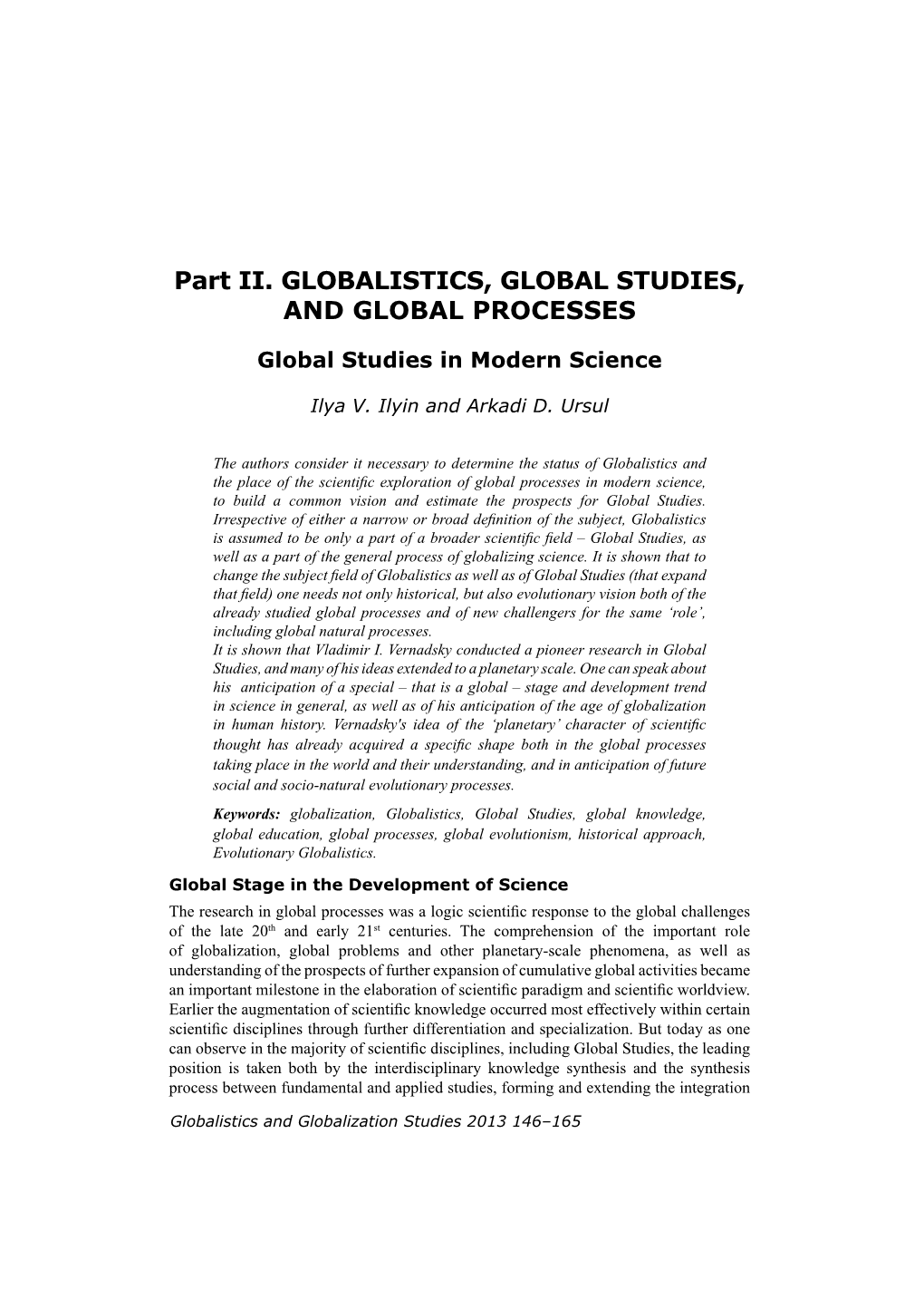 Global Studies in Modern Science