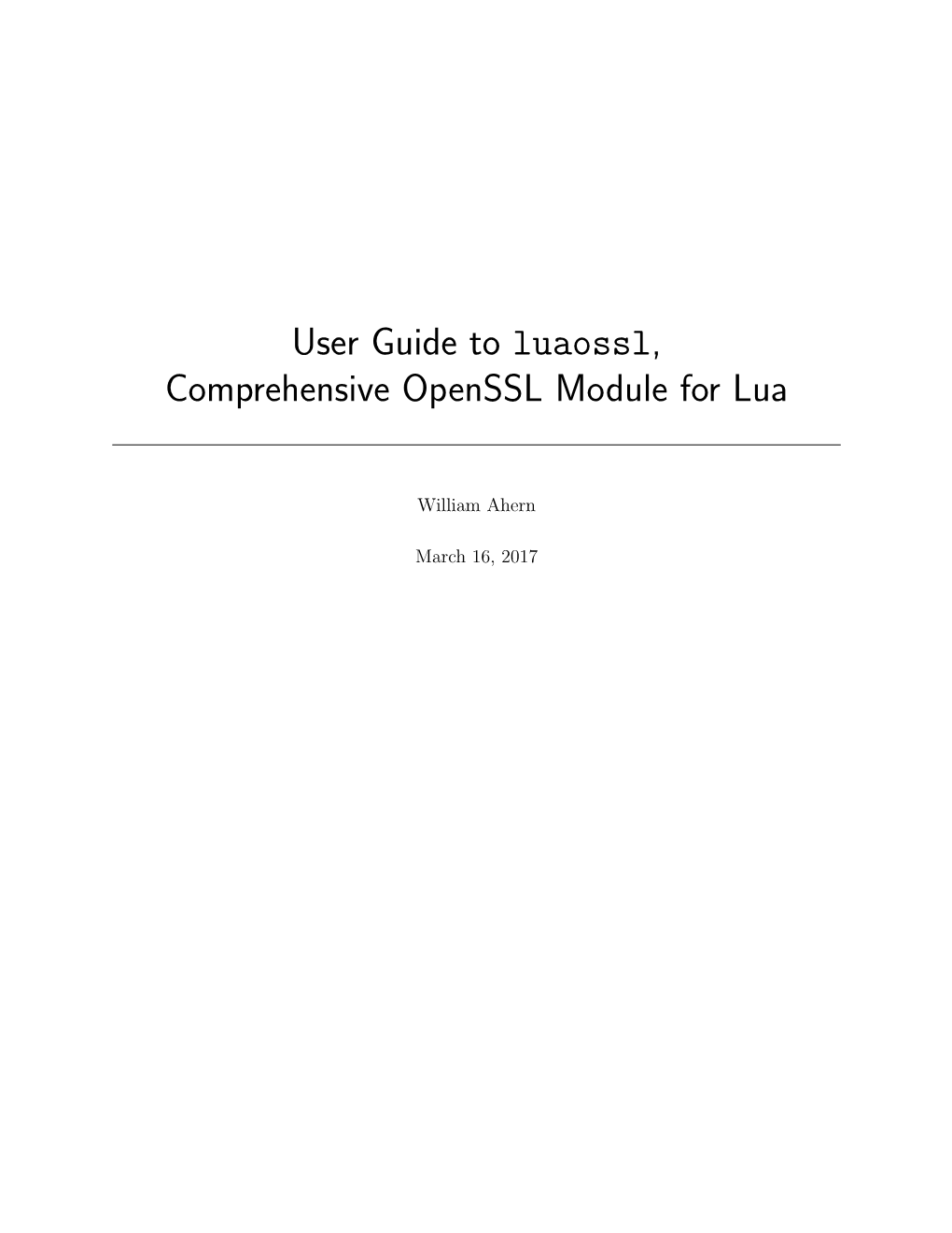 User Guide to Luaossl, Comprehensive Openssl Module for Lua