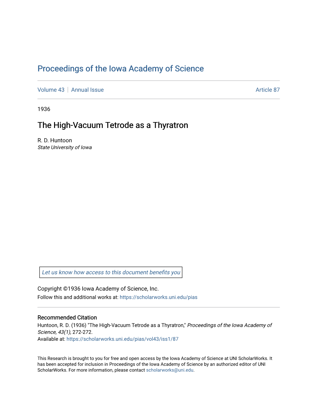 The High-Vacuum Tetrode As a Thyratron
