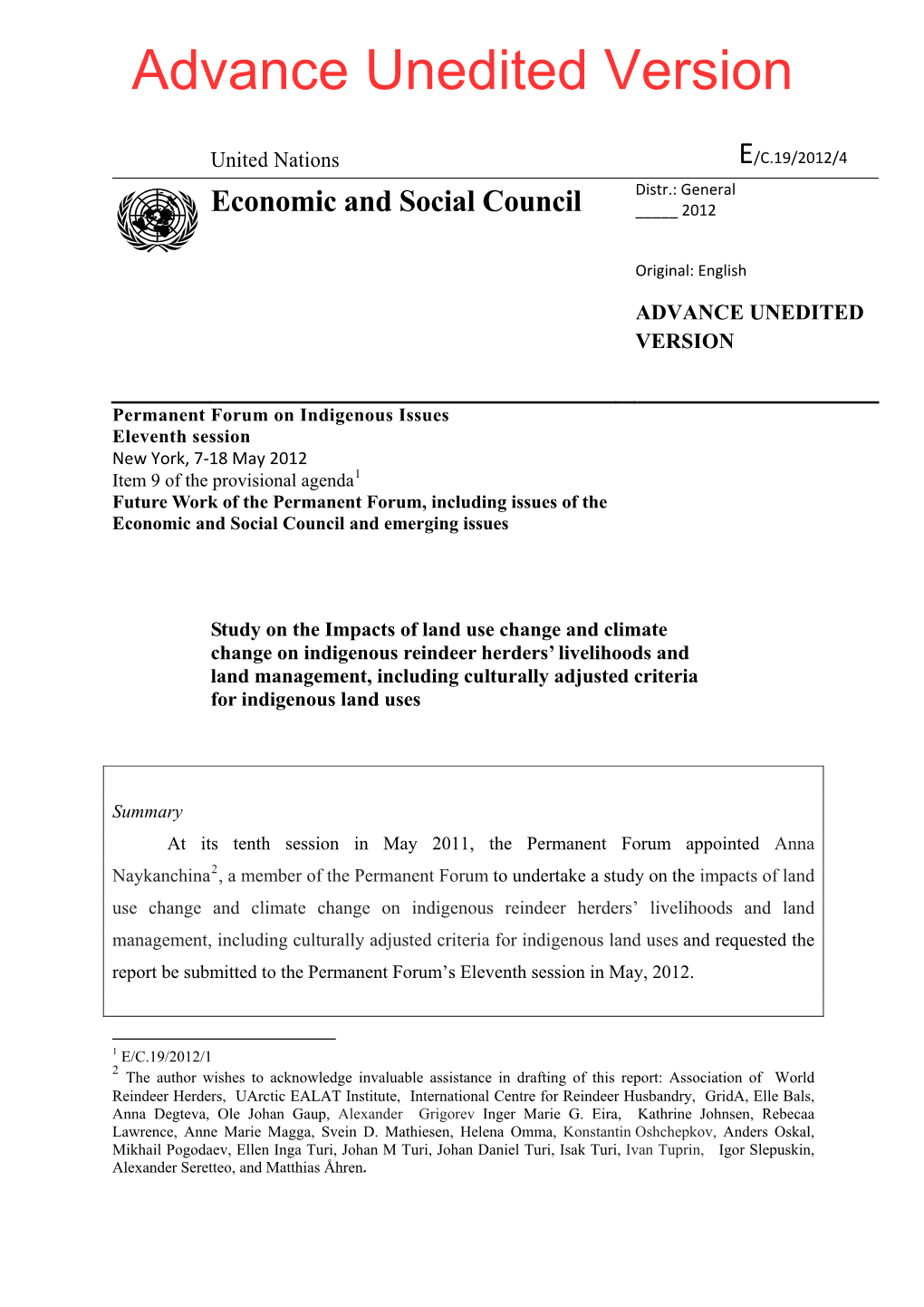 United Nations Economic and Social Council