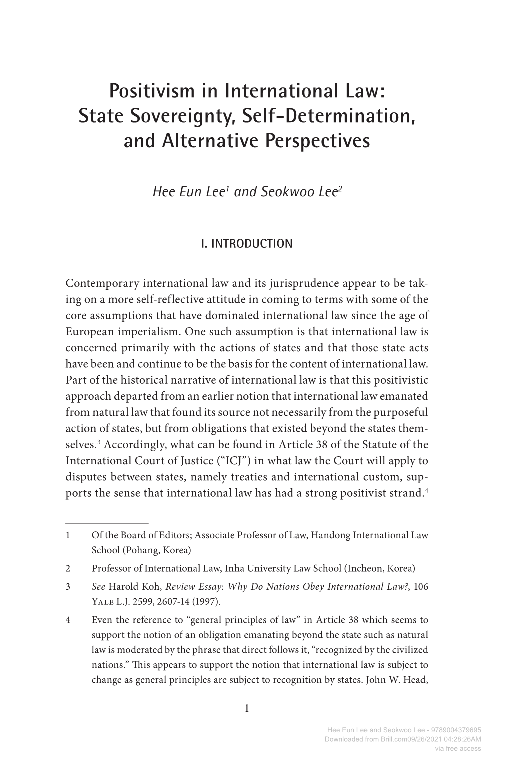 Positivism in International Law: State Sovereignty, Self-Determination, and Alternative Perspectives