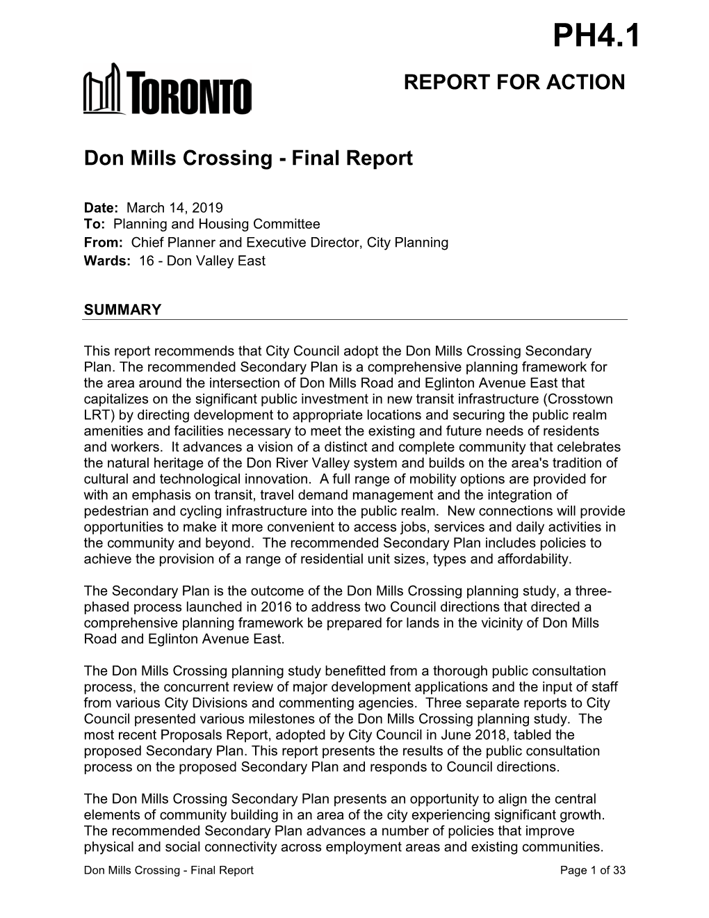 Don Mills Crossing - Final Report