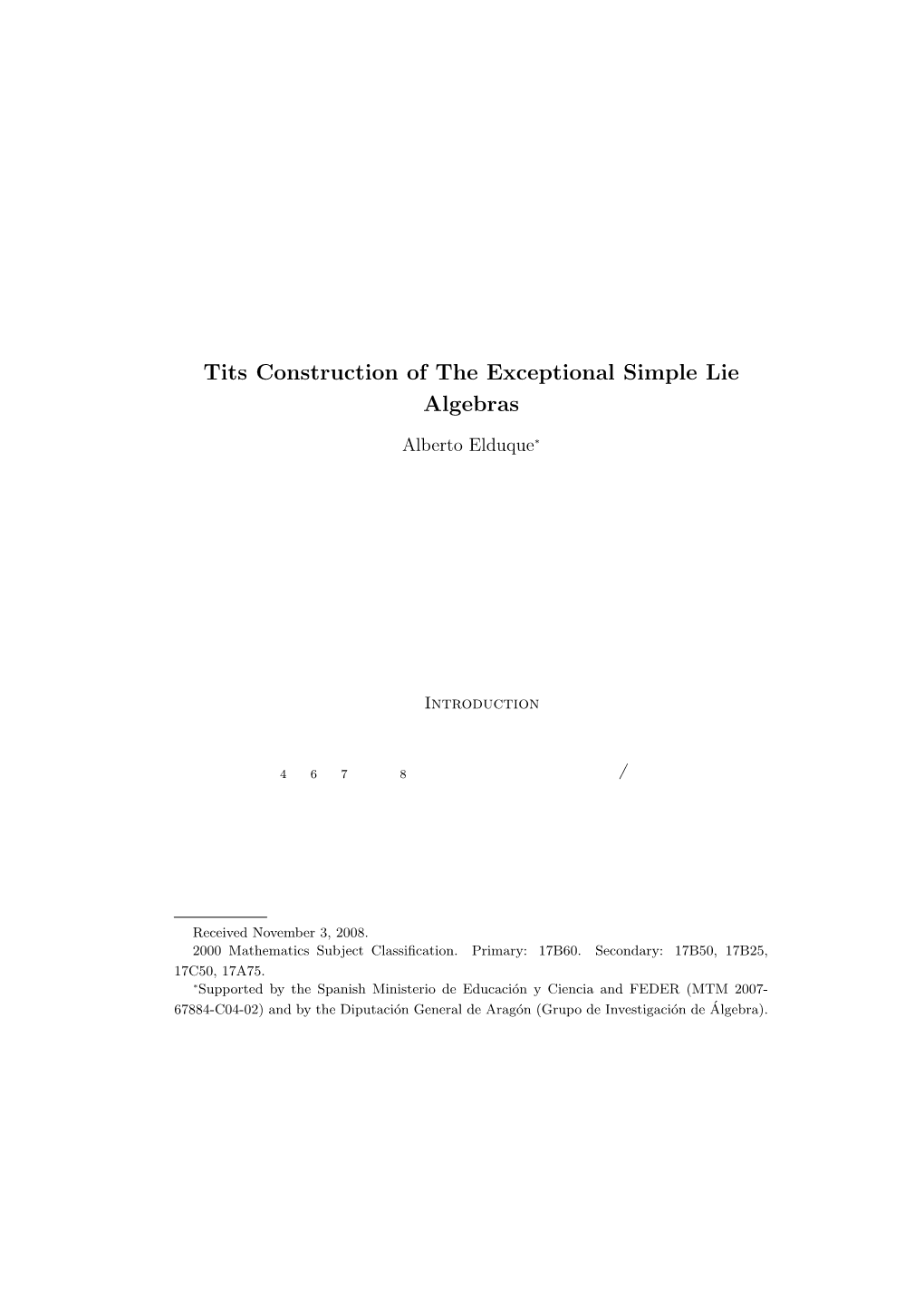 Tits Construction of the Exceptional Simple Lie Algebras