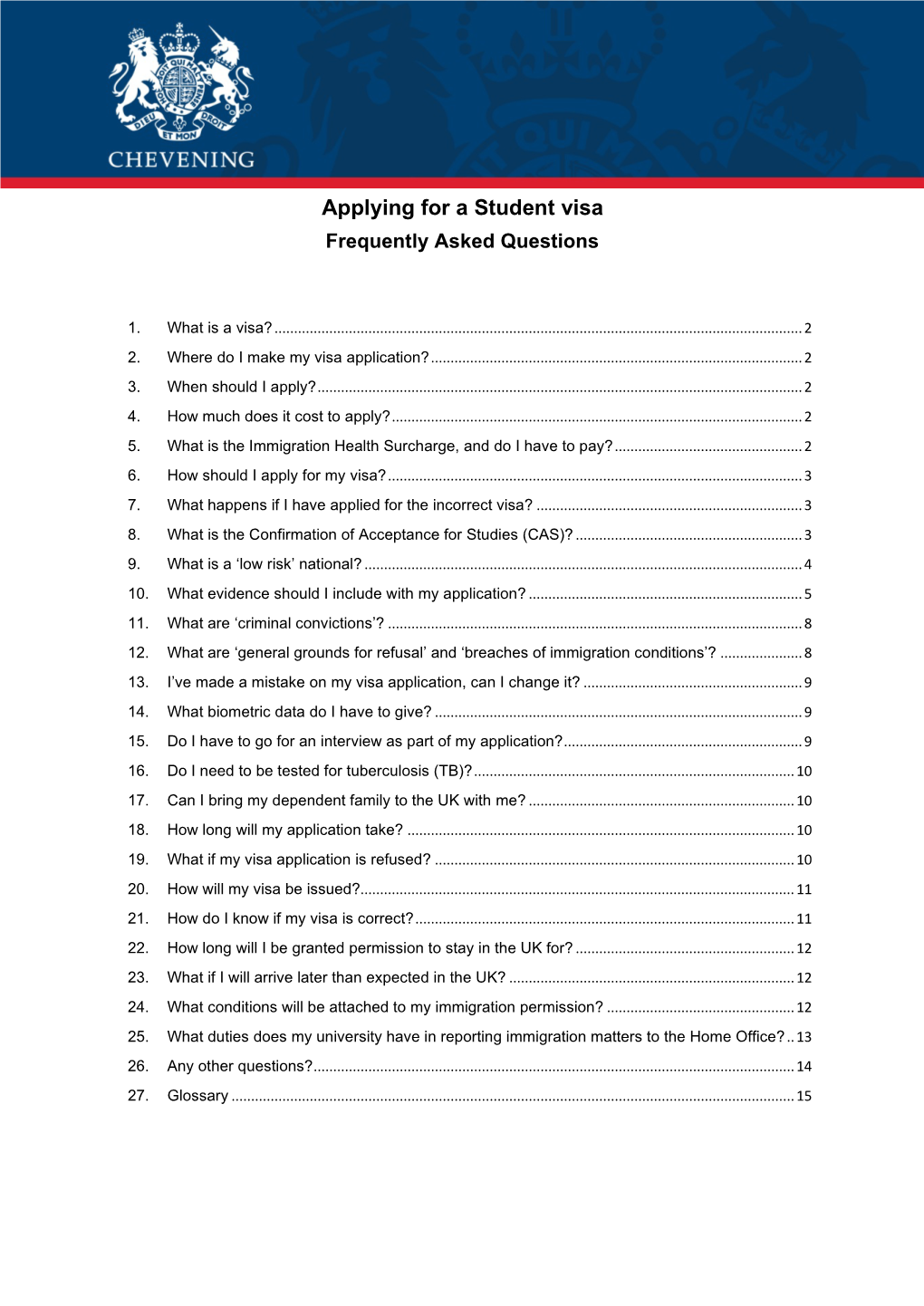 Applying for a Student Visa Frequently Asked Questions