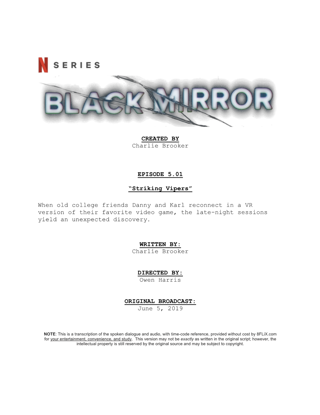 Black Mirror | Dialogue Transcript | S5:E1