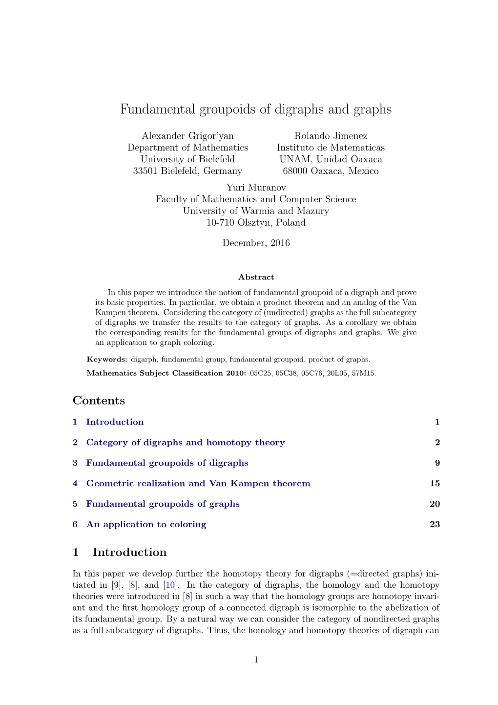 Fundamental Groupoids of Digraphs and Graphs