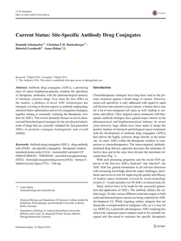 Current Status: Site-Specific Antibody Drug Conjugates