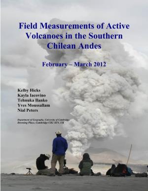 Field Measurements of Active Volcanoes in the Southern Chilean Andes